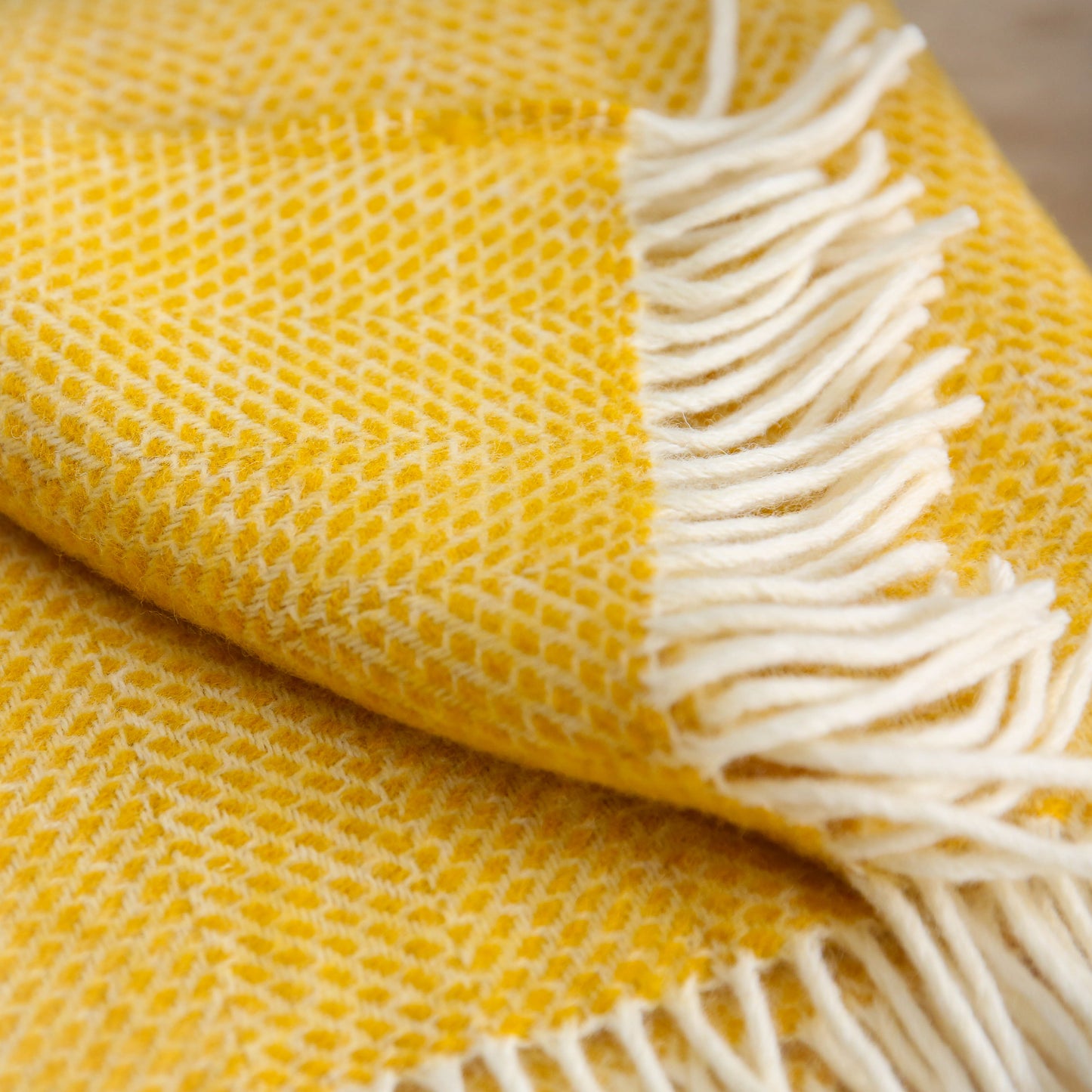 Beehive Wool Blanket in Yellow