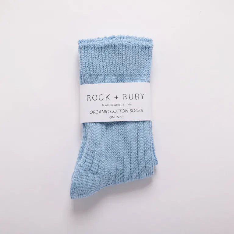Agnes Organic Cotton Socks in Cornflower
