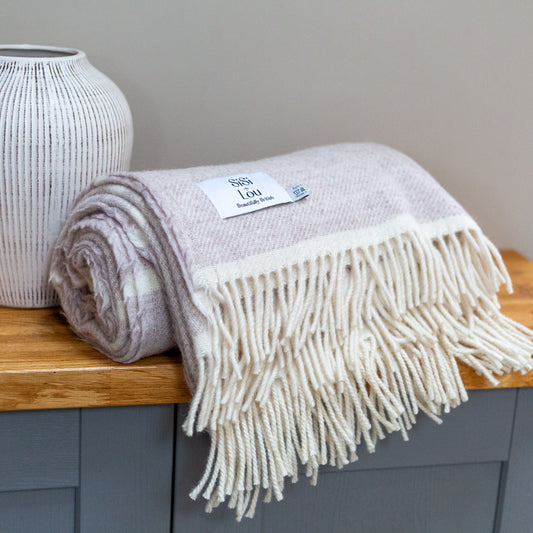 Broad Stripe Wool Blanket in Hazel