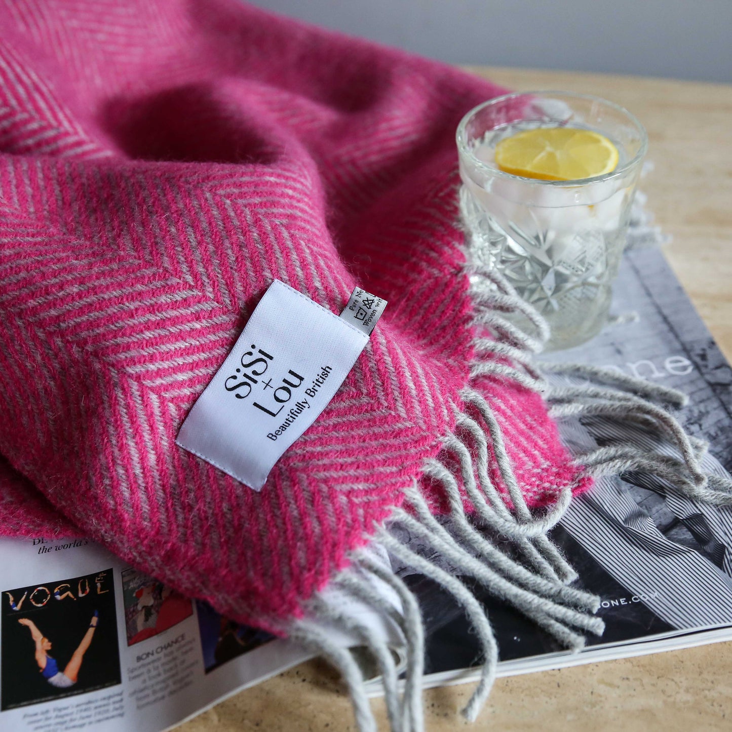 Herringbone Pink & Silver Cosy Blanket